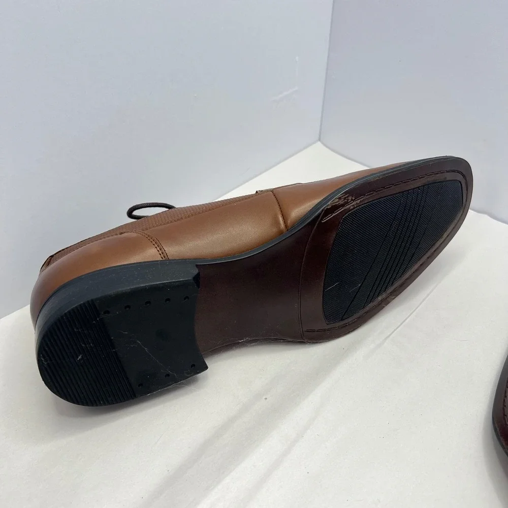 Michael Strahan Brown Dress Shoes Men 11 MS Pacific Wingtip Oxfords Preppy Laces